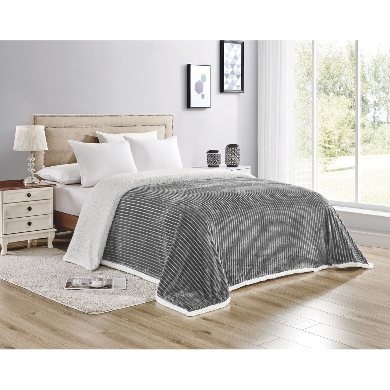 Corduroy Luxe Queen and King Sherpa Blankets Throw Blanket For Bed or Couch